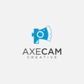 Camera Axe photography logo Design Template . Camera Hatchet photography logo Design Template .