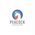 Awesome Peacock Logo Design Vector Stock Illustration