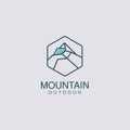 Alpine Mountain Adventure logo Line . Mountain Outdoor Logo Design ,Hiking, Camping, Expedition And Outdoor Adventure. Exploring N