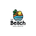 Beach Logo landscape Holiday Design Vector Stock . Beach Traveling Logo Template Vector . Beach holiday Logo Template