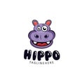 Hippo Logo Design Mascot Vector Stock Template Illustration