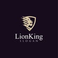 Lion shield luxury logo icon elegant. lion shield logo design illustration Template Royalty Free Stock Photo
