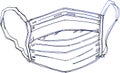 Hand drawn illustration of a disposable face mask