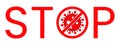 Wuhan Corona Virus Stop Text Warning Sign. Covid-19, nCOV, MERS-CoV Novel Coronavirus Block Stamp. Red Vector. Protection Symbol Royalty Free Stock Photo