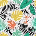 Seamless tropical pattern. Vector design. Textile print.