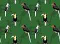 Wreathed Hornbill Bird Cartoon Seamless Background Wallpaper-01