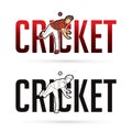 Font Cricket with Cricketer players action cartoon sport graphic