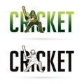 Font Cricket with Cricketer players action cartoon sport graphic