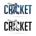 Font Cricket with Cricketer players action cartoon sport graphic