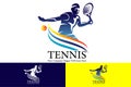 Tennis game playing vector logo