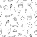 Cute utensils seamless doodle pattern in hand drawn style Royalty Free Stock Photo