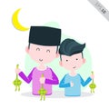 Islamic men greeting each other illustration  vector Royalty Free Stock Photo