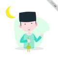 Islamic men like to holding ketupat illustration  vector Royalty Free Stock Photo