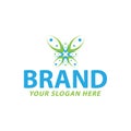 Creative blue and green butterfly logo design, vector Royalty Free Stock Photo