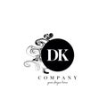DK Initial Letter Logo Design with Ink Cloud Flowing Texture Vector.