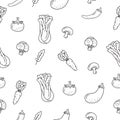 Vegetable doodle pattern in cute hand drawn style