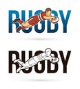 Font Rugby with rugby player action cartoon sport graphic vector Royalty Free Stock Photo