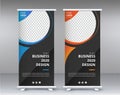 Modern Exhibition Advertising Trend Business Roll Up Banner Stand Poster Brochure flat design template creative concept.