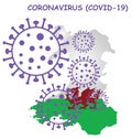 Coronavirus COVID 19 Wales map Royalty Free Stock Photo