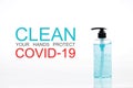 Alcohol gel bottle or hand sanitizer bottlAlcohol gel Sanitizer hand gel cleaners for anti Bacteria and virus . Coronavirus preven