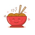 Bowl of noodle vector illustration with facial expression