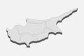 Cyprus map in 3D. 3d map with borders of regions. Royalty Free Stock Photo