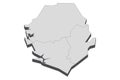 Sierra Leone map in 3D. 3d map with borders of regions.