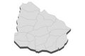 Uruguay map in 3D. 3d map with borders of regions. Royalty Free Stock Photo
