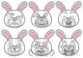 Cute pet animal rabbit emoticons illustration set