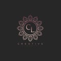 Letter CL Elegant initial logo Lotus vector