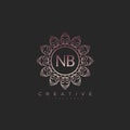 Letter NB Elegant initial logo Lotus vector