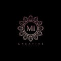 Letter MI Elegant initial logo Lotus vector