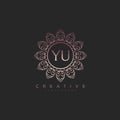 Letter YU Elegant initial logo Lotus vector
