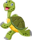 Cute cartoon turtle is running