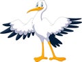 Cute cartoon stork posing waving