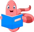 Cute Worm a reading book Royalty Free Stock Photo