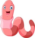Cute pink worm cartoon smile