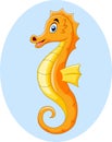 Cute funny cartoon orange seahorse Royalty Free Stock Photo