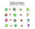 Workbook on mathematics for preschool education.learn to count, Vector,solve examples ,puzzles for kids. Royalty Free Stock Photo