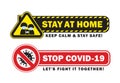 Symbol sign or icon of Stop Covid-19 coronavirus & Stay at home order Royalty Free Stock Photo