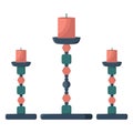 Candle. vector illustration. candlelight. pink candle. candlestick.