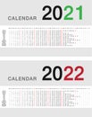 Year 2021 and Year 2022 calendar vector design template, simple and clean design for organization and business. Week Starts Monday Royalty Free Stock Photo