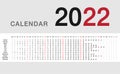 Year 2022 calendar vector design template, simple and clean design for organization and business. Week Starts Monday. Royalty Free Stock Photo