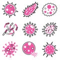 Bacteria virus vector line icons set illustration Royalty Free Stock Photo