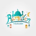 Vector illustration of handwritten ramadan kareem greeting card