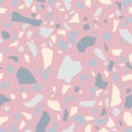 Terrazzo flooring seamless pattern. Vector texture of mosaic floor with natural stones, pale pink color Royalty Free Stock Photo