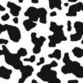 Animal print. Cow skin texture, black and white spot repeated seamless pattern. Vector Royalty Free Stock Photo