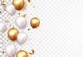 Celebration banner with gold confetti and balloons Royalty Free Stock Photo