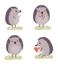 Cute hedgehogs. Vector characters set