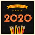 2020 graduation greeting card or banner design with vintage light bulb sign numbers.